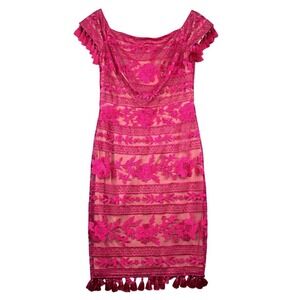 Tadashi Shoji Pink Lace Crop‎ Top Women's Size 8
